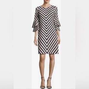ECI NY Chevron Ruffle Sleeve Dress